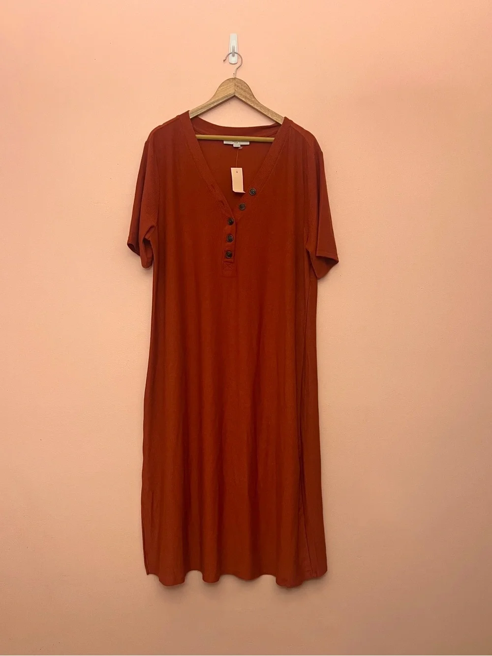 NWT Loft Plus Rust Ribbed Button Midi Dress 20/22